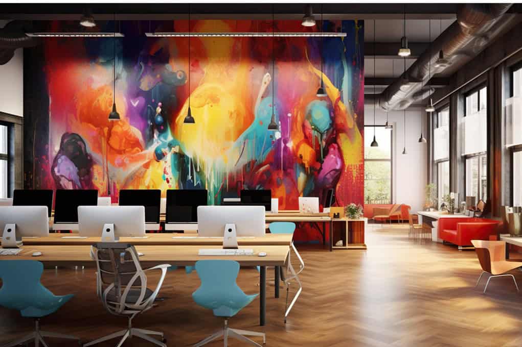 Team brainstorming campaign ideas in a modern conference room with whiteboard sketches.